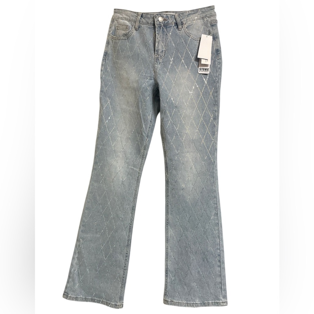 Stevie by Steve Madden Size 7 Rhinestone Bootcut Jeans – Light Wash – NWT